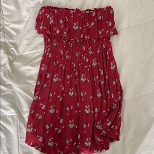 small strapless red floral american eagle dress